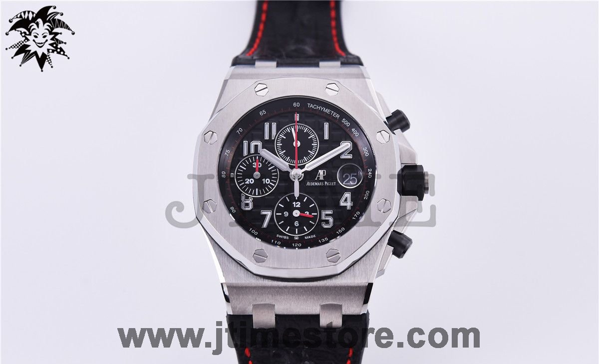 Royal Oak Offshore Chrono 42mm 2014 Black Themes JF 1:1 Best Edition on Black Leather Strap A3126 w/ Cyclops V2 - Image 2