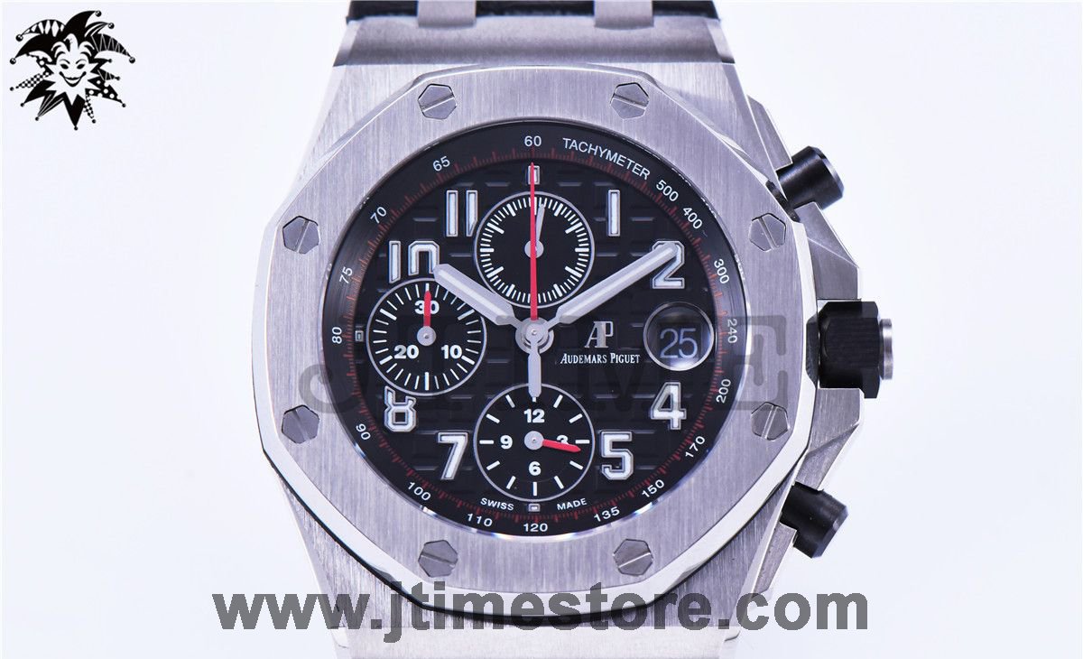 Royal Oak Offshore Chrono 42mm 2014 Black Themes JF 1:1 Best Edition on Black Leather Strap A3126 w/ Cyclops V2 - Image 3