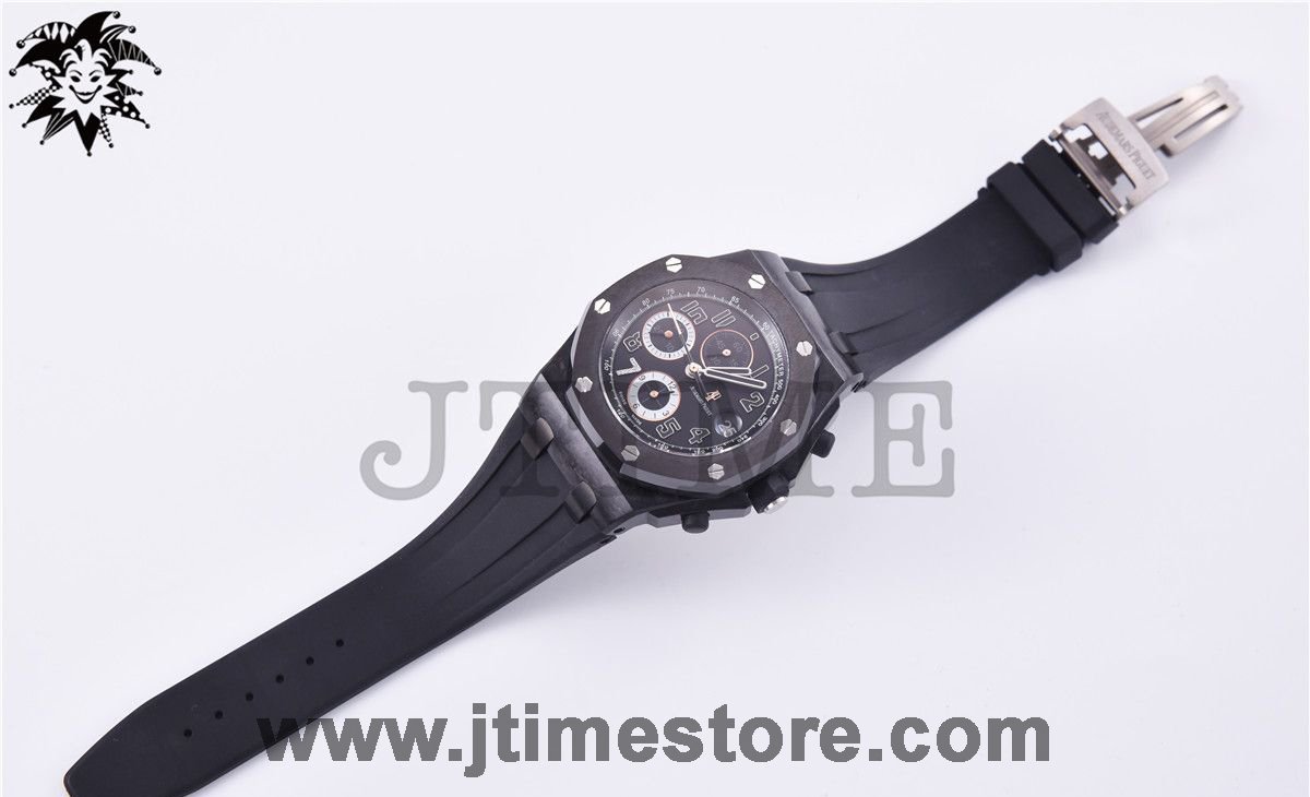 Royal Oak Offshore 26205AU "GINZA 7" Forged Carbon JF Best Edition on Rubber Strap A3126 V2 - Image 3