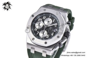 Royal Oak Offshore 42mm SS APF 1:1 Best Edition Green Dial on Green Rubber Strap A4404