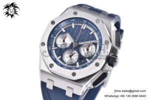 Royal Oak Offshore 44mm SS Bezel APF 1:1 Best Edition Blue/Silver Dial on Blue Rubber Strap A4401
