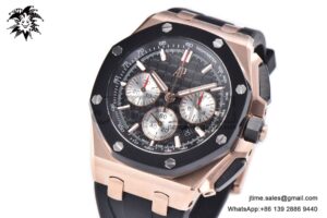 Royal Oak Offshore 44mm RG Black Ceramic Bezel APF 1:1 Best Edition Black/Silver Dial on Black Rubber Strap A4401