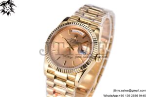 Day Date 36 YG 904L Steel Fluted Bezel GMF 1:1 Best Edition YG Stick Dial on YG Bracelet A2836