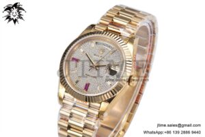 DayDate 228238 40mm YG GMF 1:1 Best Edition Diamonds Dial Colorful Marker on YG Bracelet A2836 V3 (Tungsten Heavy Version)