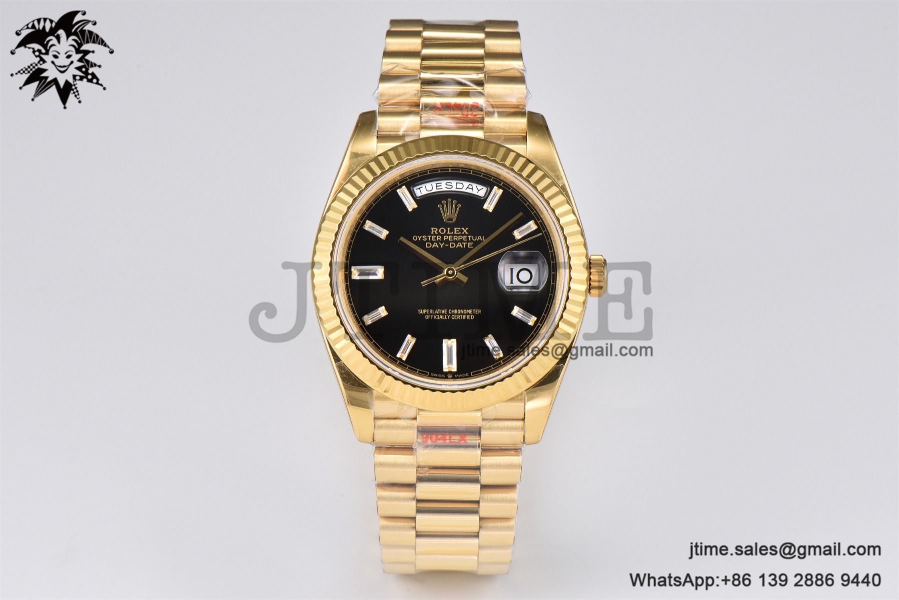 DayDate 36 YG GMF 1:1 Best Edition 904L Steel Black Crystal Dial on President Bracelet VR3255 V8 (Gain Weight) - Image 5