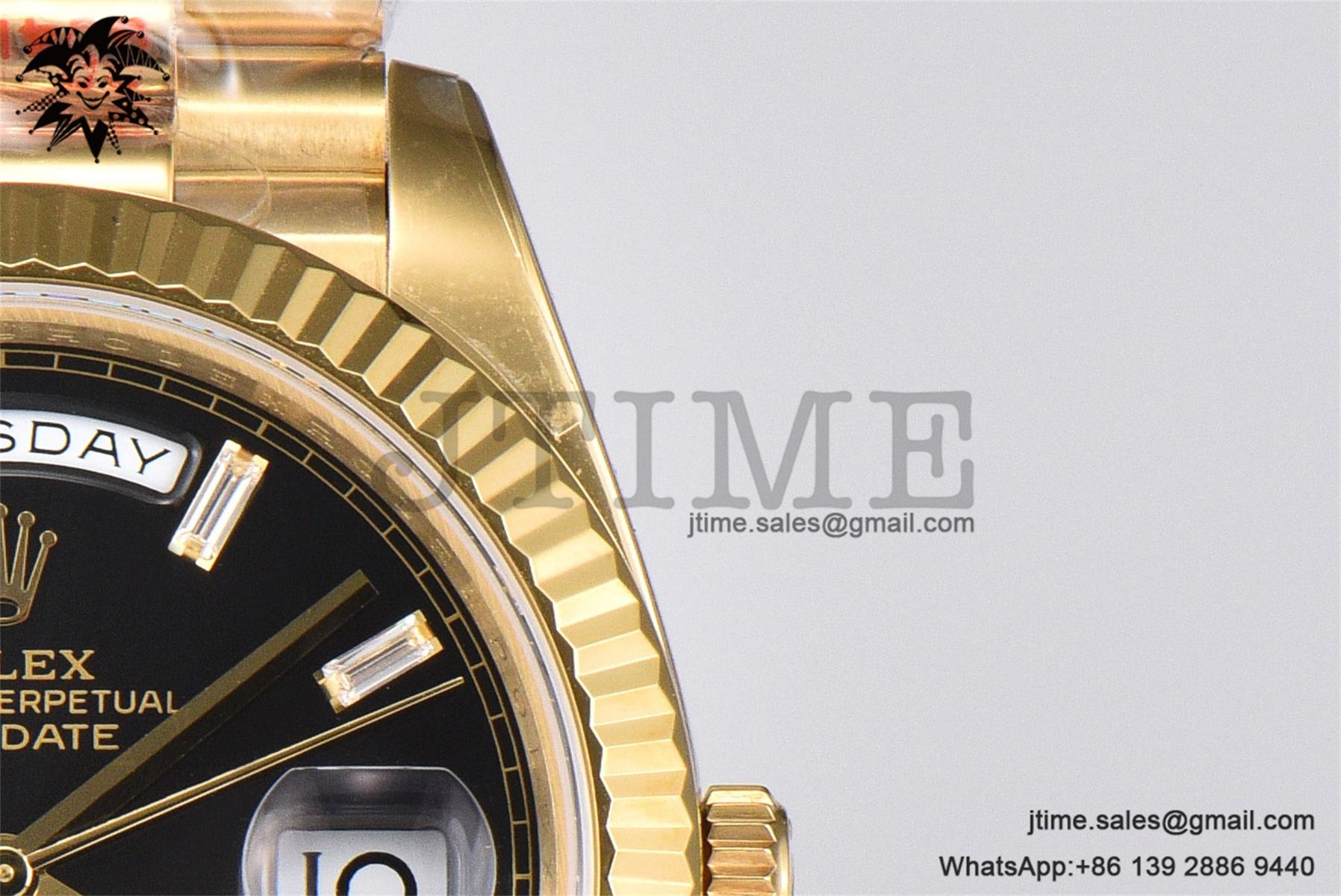 DayDate 36 YG GMF 1:1 Best Edition 904L Steel Black Crystal Dial on President Bracelet VR3255 V8 (Gain Weight) - Image 21