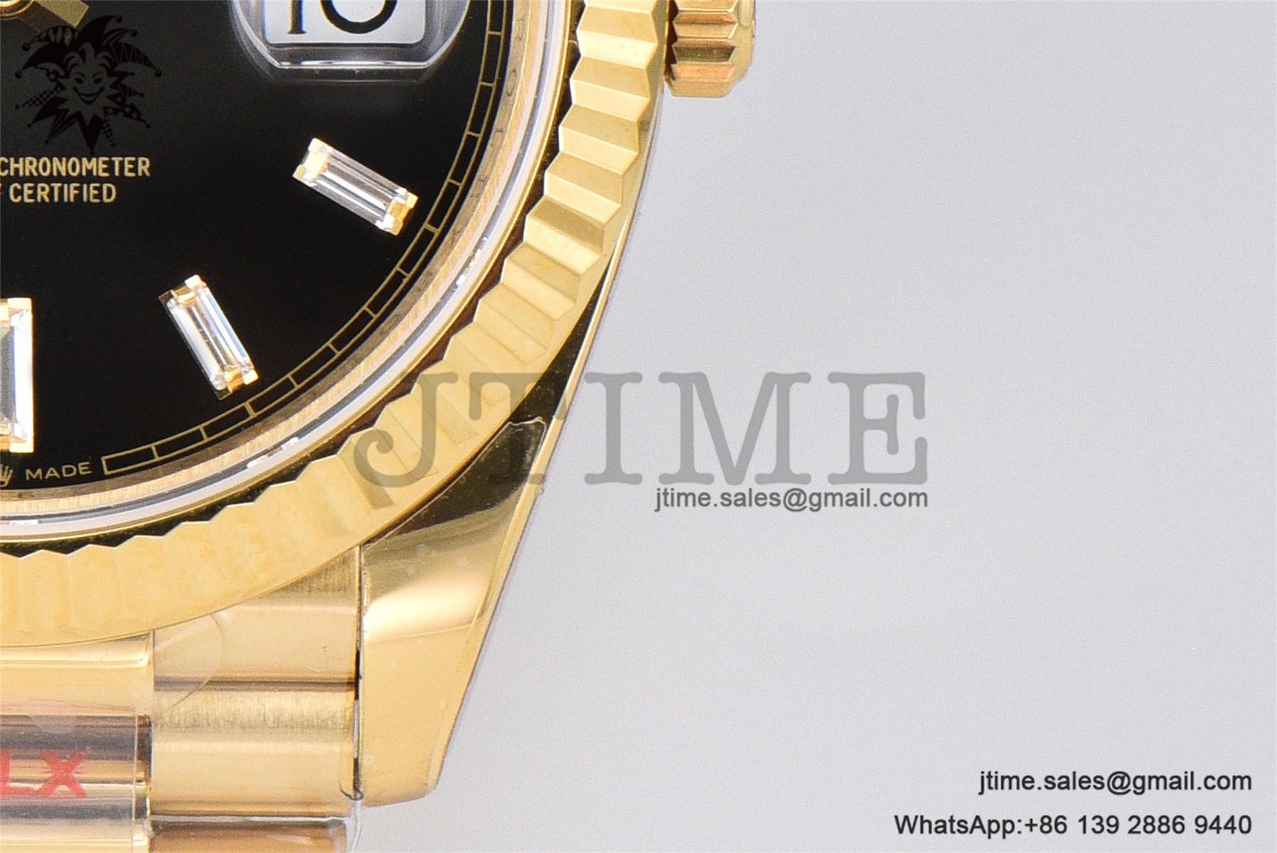 DayDate 36 YG GMF 1:1 Best Edition 904L Steel Black Crystal Dial on President Bracelet VR3255 V8 (Gain Weight) - Image 22