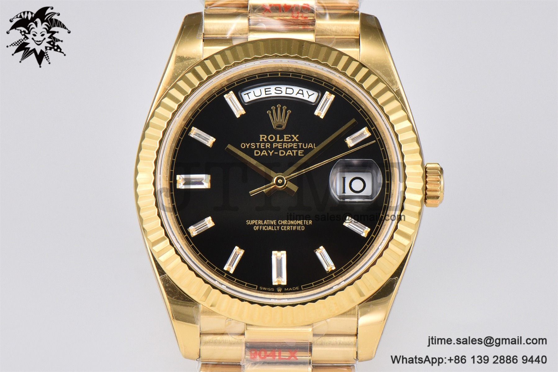 DayDate 36 YG GMF 1:1 Best Edition 904L Steel Black Crystal Dial on President Bracelet VR3255 V8 (Gain Weight) - Image 3
