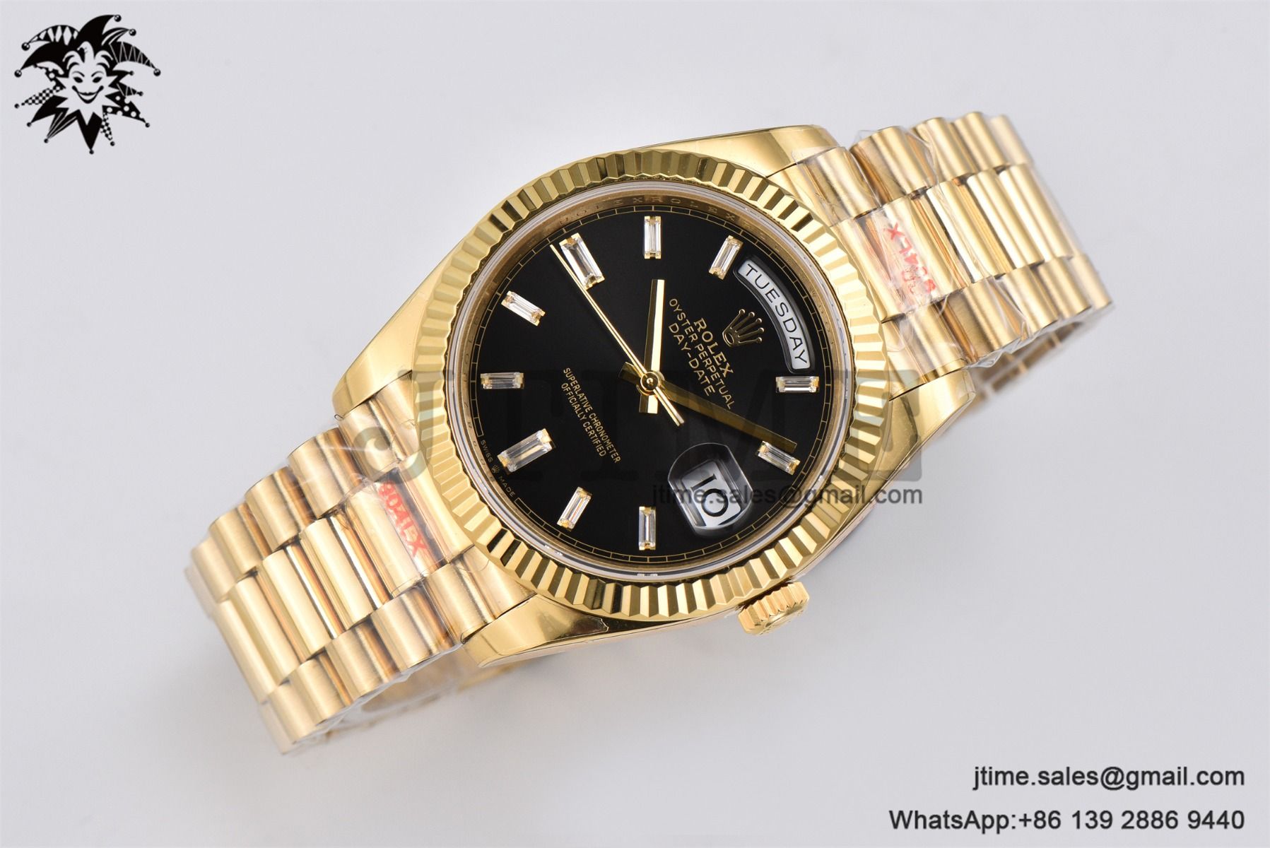 DayDate 36 YG GMF 1:1 Best Edition 904L Steel Black Crystal Dial on President Bracelet VR3255 V8 (Gain Weight) - Image 6
