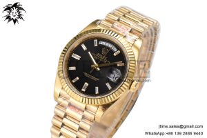 DayDate 36 YG GMF 1:1 Best Edition 904L Steel Black Crystal Dial on President Bracelet VR3255 V8 (Gain Weight)