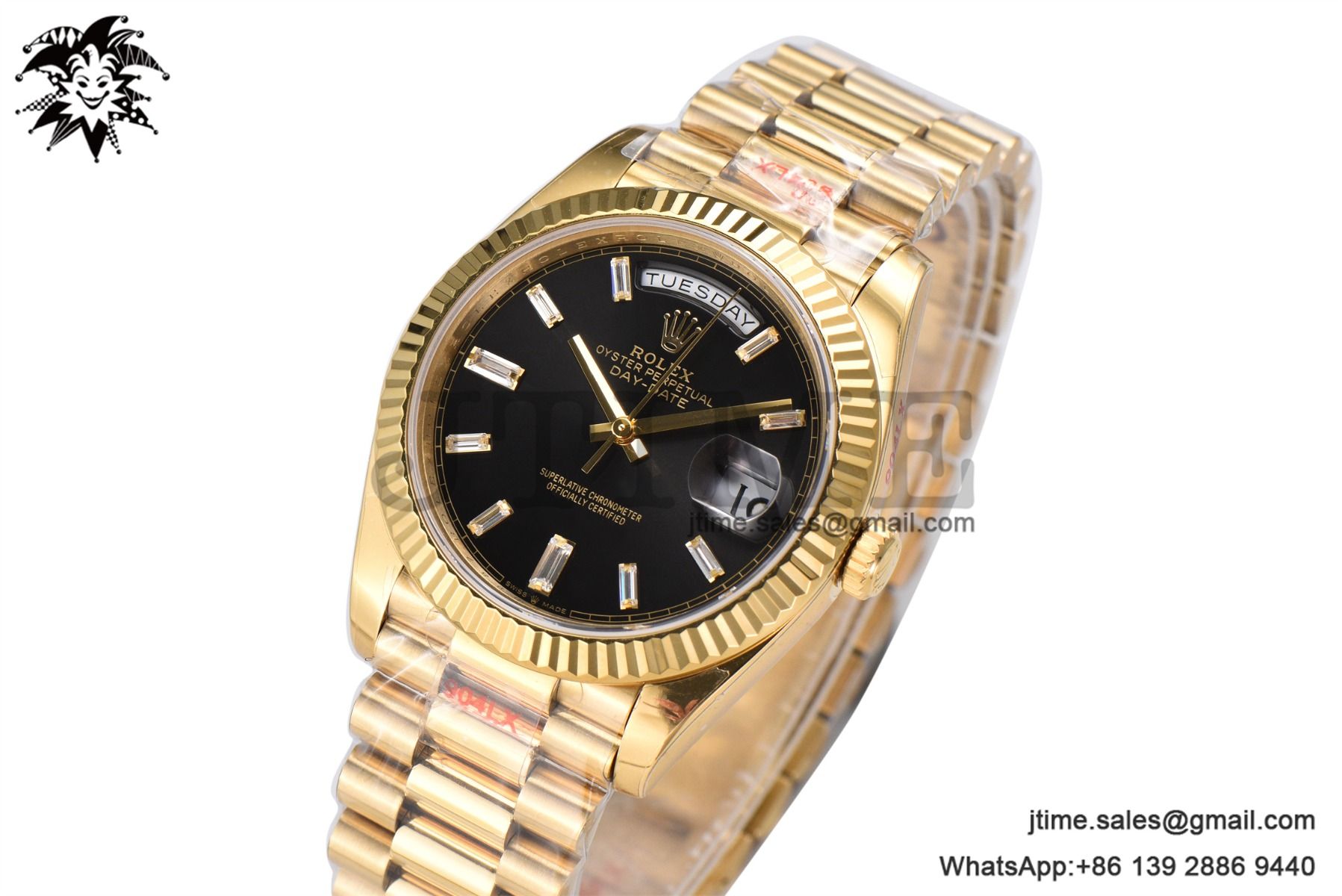 DayDate 36 YG GMF 1:1 Best Edition 904L Steel Black Crystal Dial on President Bracelet VR3255 V8 (Gain Weight)