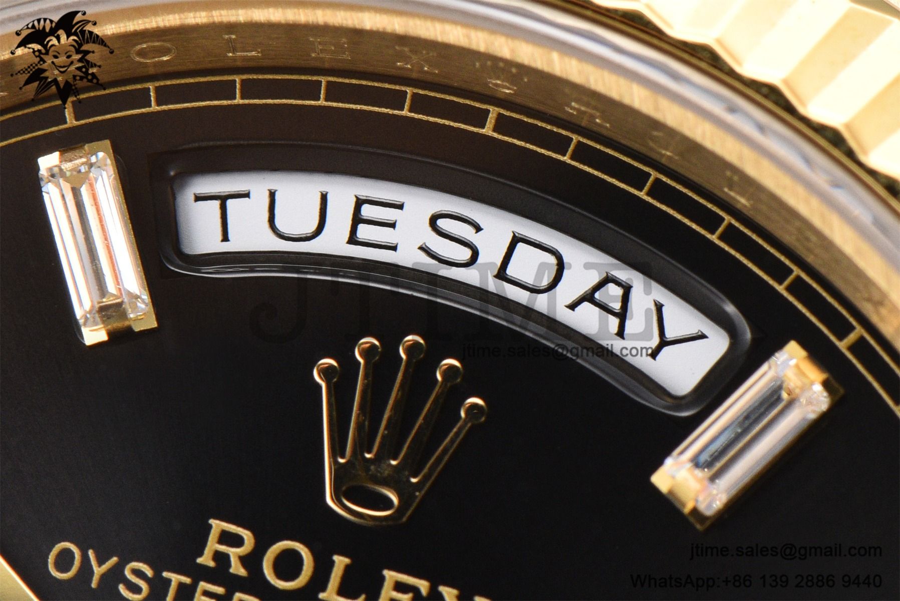 DayDate 36 YG GMF 1:1 Best Edition 904L Steel Black Crystal Dial on President Bracelet VR3255 V8 (Gain Weight) - Image 11