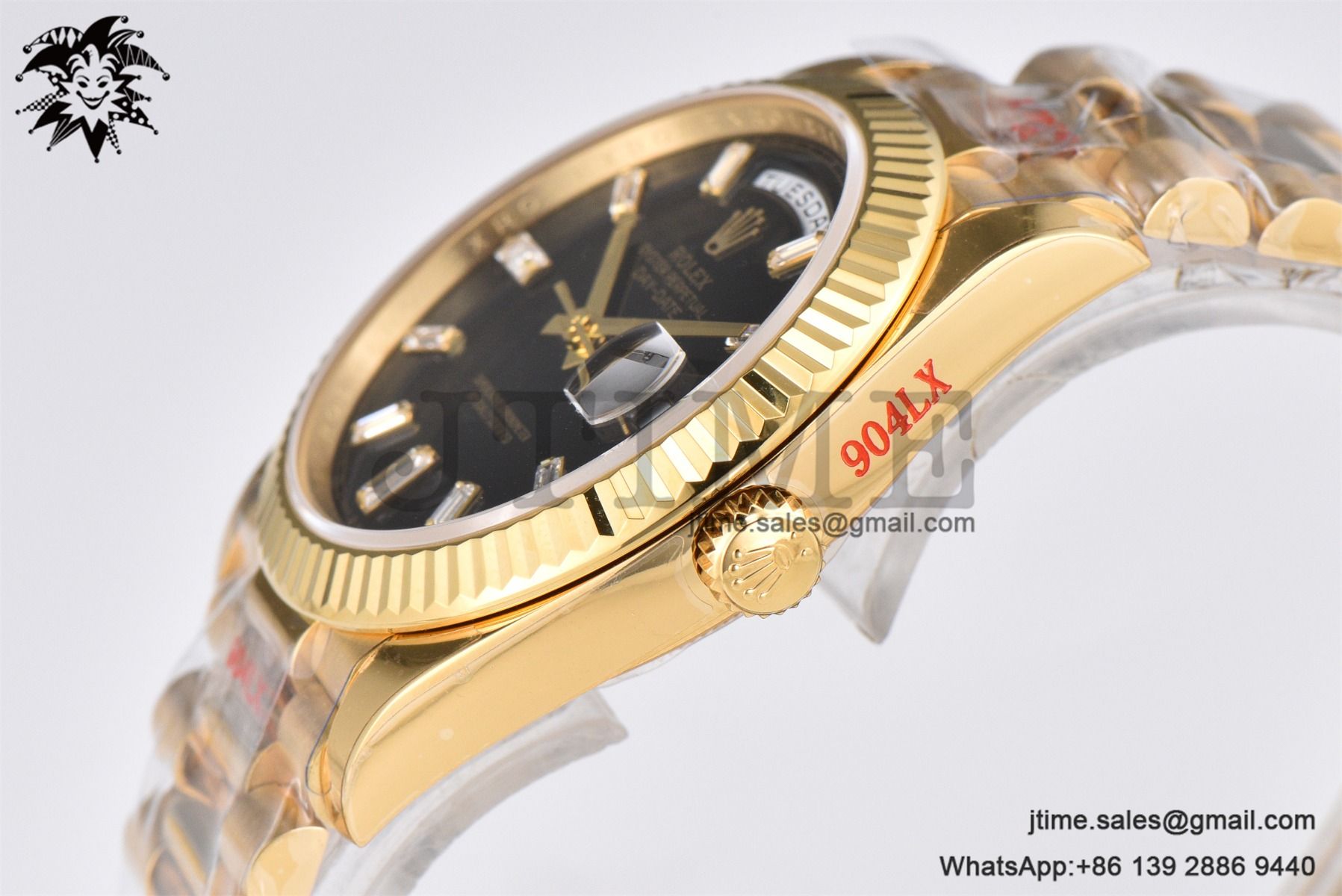 DayDate 36 YG GMF 1:1 Best Edition 904L Steel Black Crystal Dial on President Bracelet VR3255 V8 (Gain Weight) - Image 8