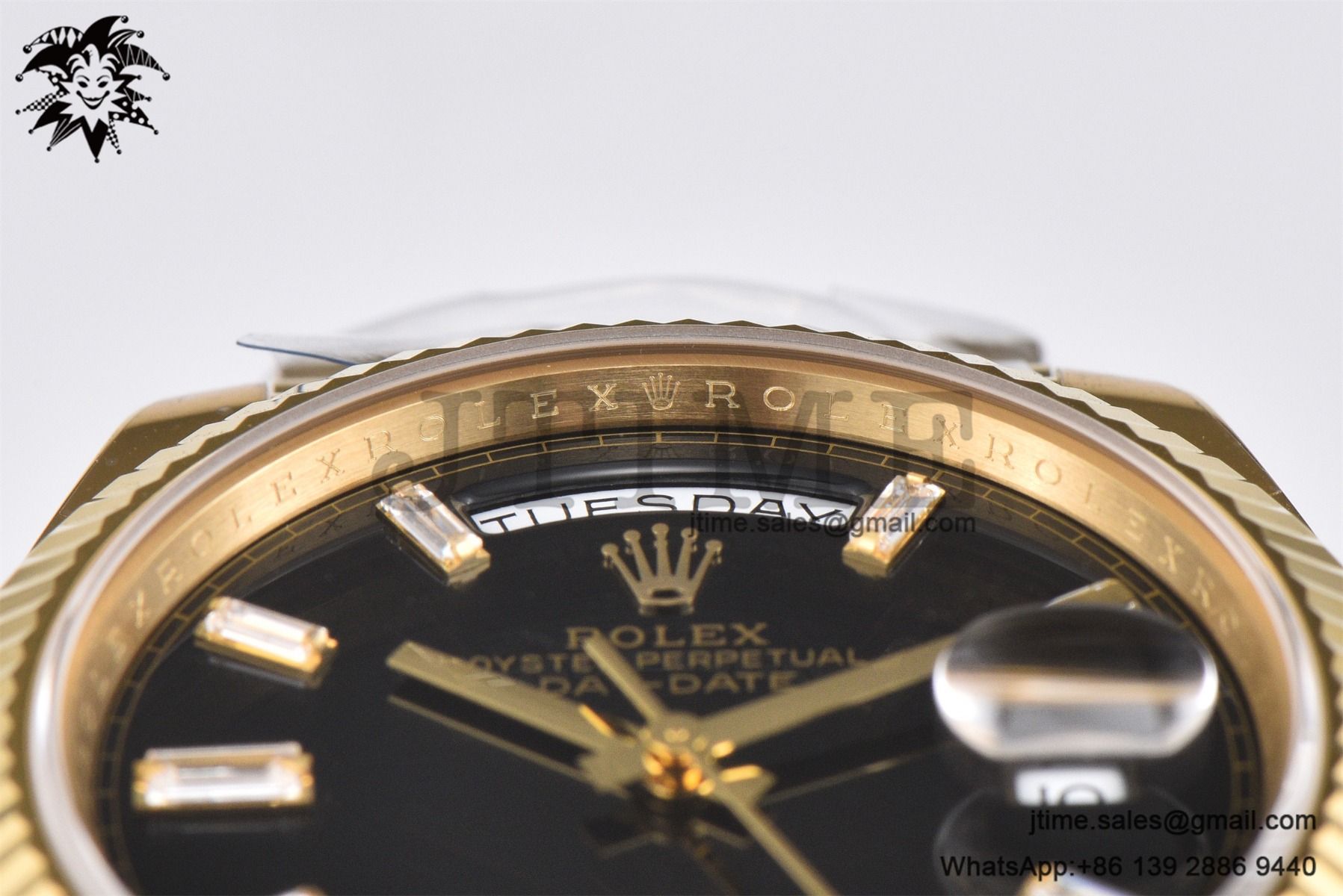 DayDate 36 YG GMF 1:1 Best Edition 904L Steel Black Crystal Dial on President Bracelet VR3255 V8 (Gain Weight) - Image 18