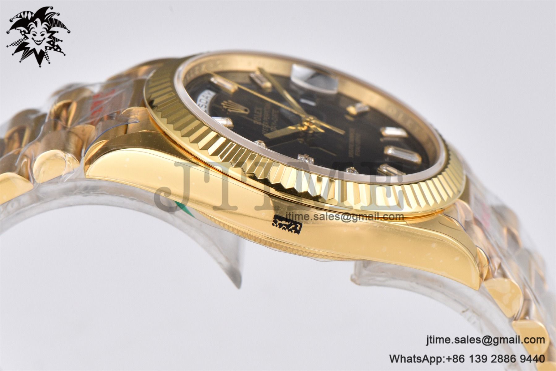 DayDate 36 YG GMF 1:1 Best Edition 904L Steel Black Crystal Dial on President Bracelet VR3255 V8 (Gain Weight) - Image 9