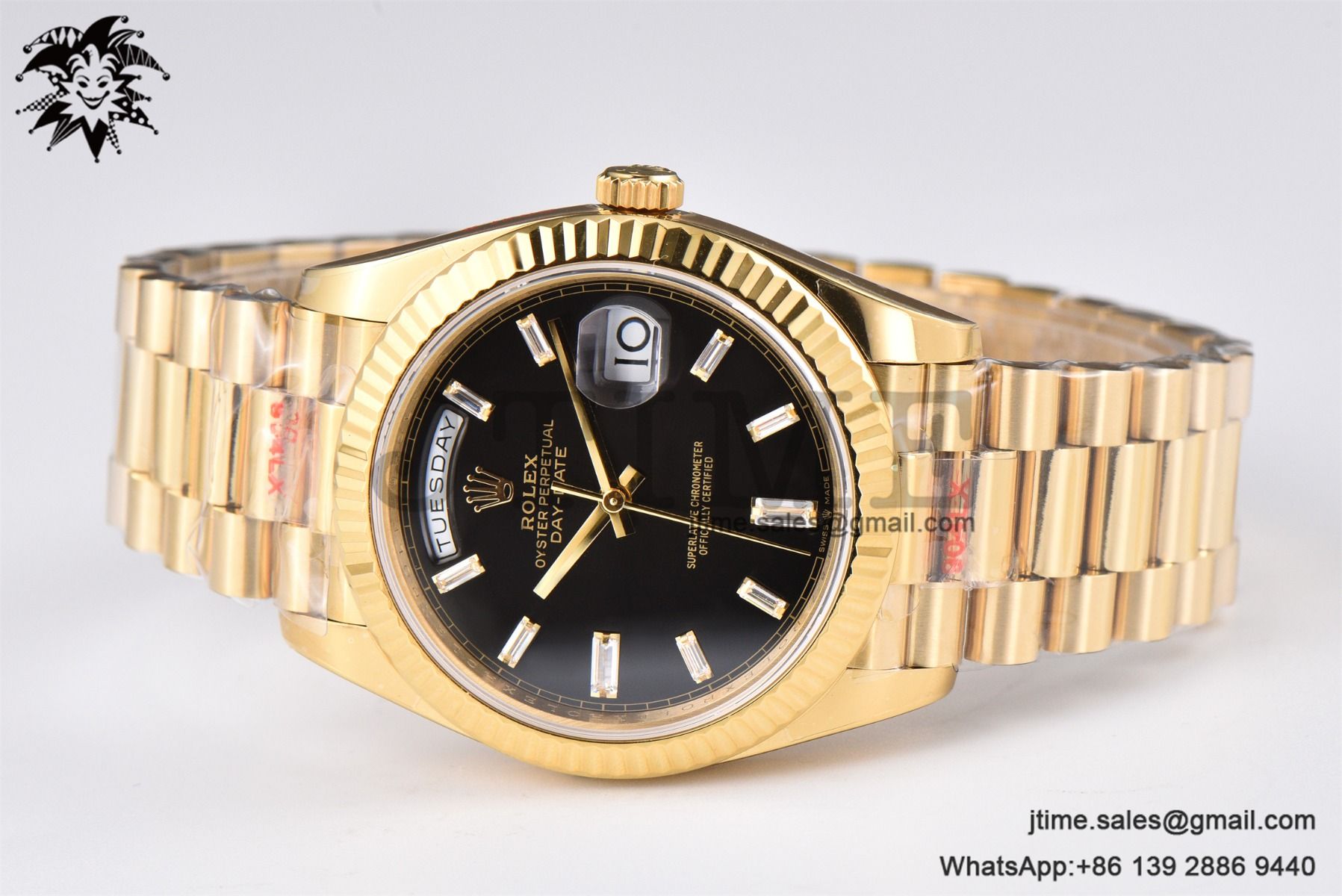 DayDate 36 YG GMF 1:1 Best Edition 904L Steel Black Crystal Dial on President Bracelet VR3255 V8 (Gain Weight) - Image 10