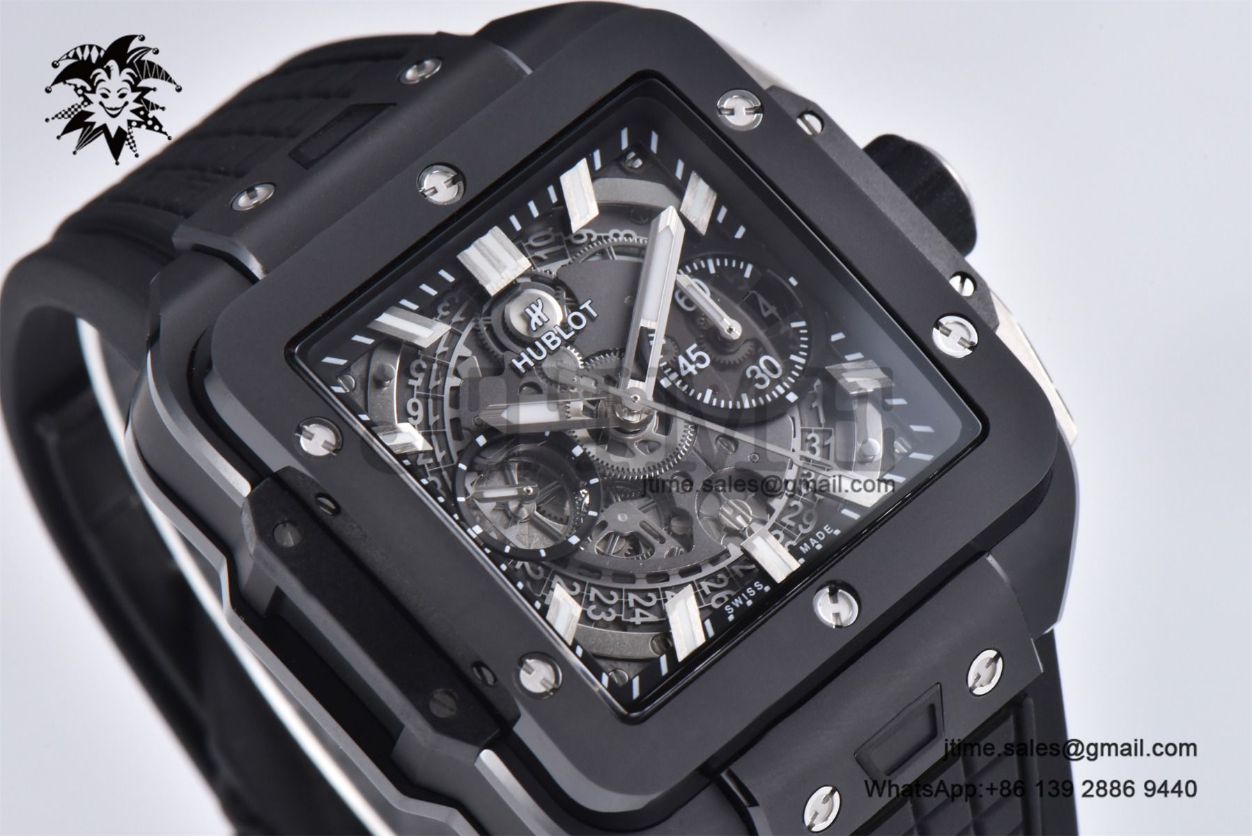 Square Bang Unico Black Ceramic BBF 1:1 Best Edition on Rubber Strap A1280 - Image 4