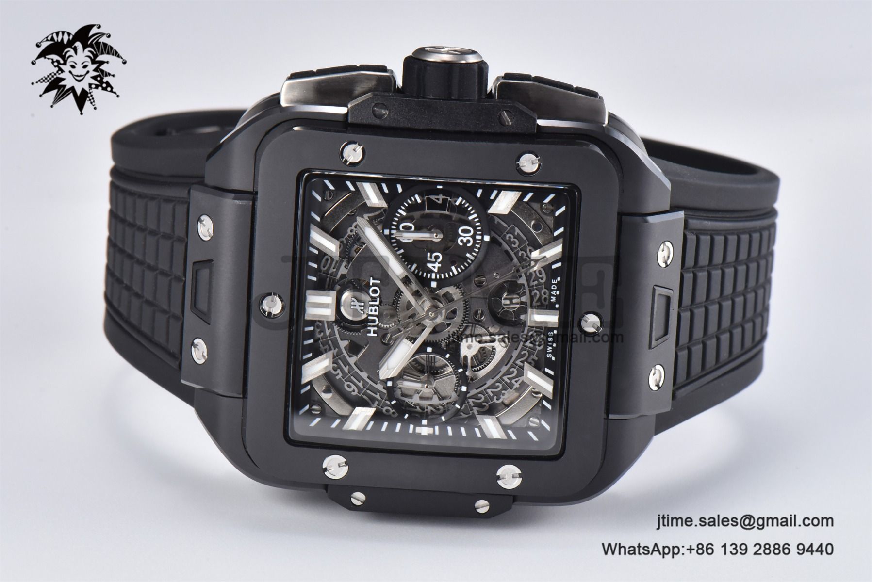 Square Bang Unico Black Ceramic BBF 1:1 Best Edition on Rubber Strap A1280 - Image 3