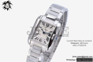 Tank Anglaise 22.7mm SS 8848F 1:1 Best Edition White Dial Roman Marker on SS Bracelet Ronda Quartz