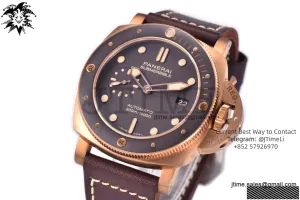 PAM968 V Bronzo VSF 1:1 Best Edition Brown Ceramic Bezel and Dial on Brown Calfskin Strap P.9010 Clone