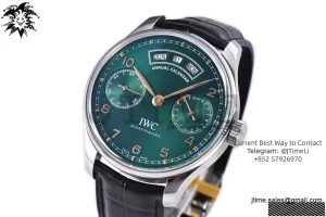 Portugieser Annual Cal IW503502  ZF 1:1 Best Edition Green Dial on Black Leather Strap A52850