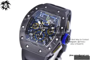 RM011 SS Felipe Massa 10th Anniversary KVF 1:1 Best Edition Crystal Skeleton Dial Blue on Black Rubber Strap A7750