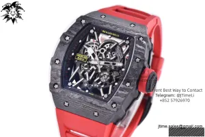 RM035-02 Real NTPT ZF 1:1 Best Edition Skeleton Dial on Red Rubber Strap NH05A V3