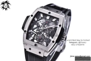 Spirit of Big Bang SS JBF Best Edition Skeleton Dial Stainless Bezel on Leather Strap with Gummy Strap