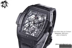 Spirit of Big Bang Tourbillion PVD JBF Best Edition Skeleton Dial on Black Gummy Strap